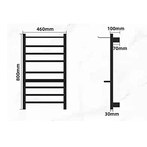 Toallero eléctrico de pared baño blanco con estante calefactable integrado 7
