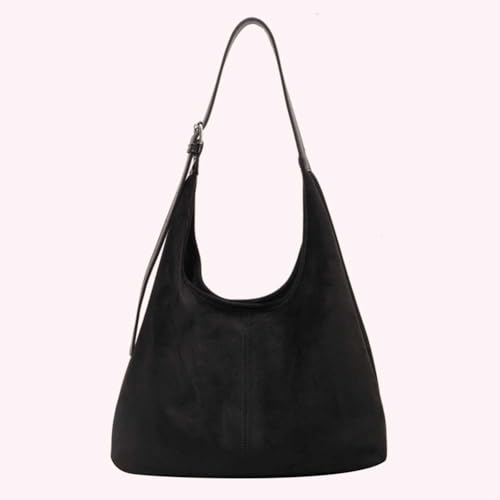 Women Suede Shoulder Bag Stylish Crossbody Bag Large Capacity Chic Hobo Bag Solid Color Casual Tote Purse Adjustable Strap Vi4