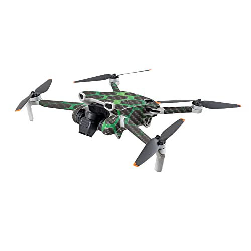Image of MightySkins Carbon Fiber Skin Compatible with DJI Mini 3 - Green Hex | Protective, Durable Textured Carbon Fiber Finish | Easy to Apply | Made in The USA
