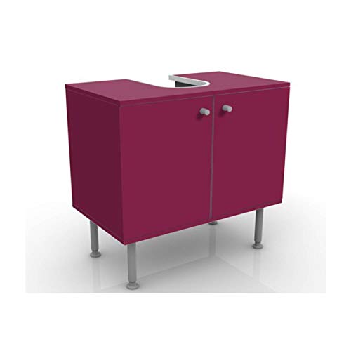 Meuble sous Vasque Design Colour Wine Red 60x55x35cm, Petit, 60 cm de Large, réglable, Table de lavabo, Armoire de lavabo, lavabo, Meuble Bas, Baignoire, Salle de Bains, Armoire de Salle Bains