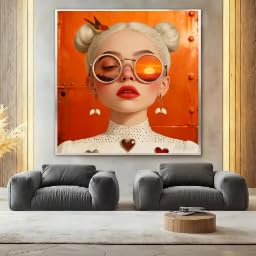 LIMAIDUO Portrait de femme arrivant - Affiche imprimée - Art mural abstrait - Peinture sur toile - Décoration intérieure (80x80cm/Cadre intérieur)