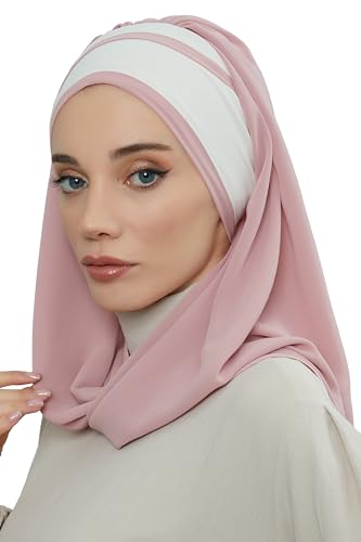 Aisha's Design Hijab Scarves for Women Muslim, Chiffon Shawl Turban Head Wraps 2-color