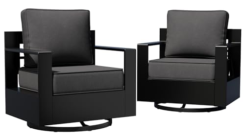 MaxMulti Aluminum Outdoor Swivel Rocker Patio Chairs Set of 2, All-Weather Metal Outdoor Chair with 6 Inch Thick Cushions, Deep Setting for Garden, Outside and Porch