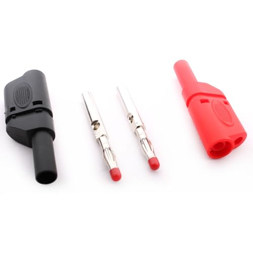 RUNCCI-YUN 10 Stück 4 mm Bananenstecker, isoliert, stapelbar, für Testkabel und Multimeter (rot/schwarz)