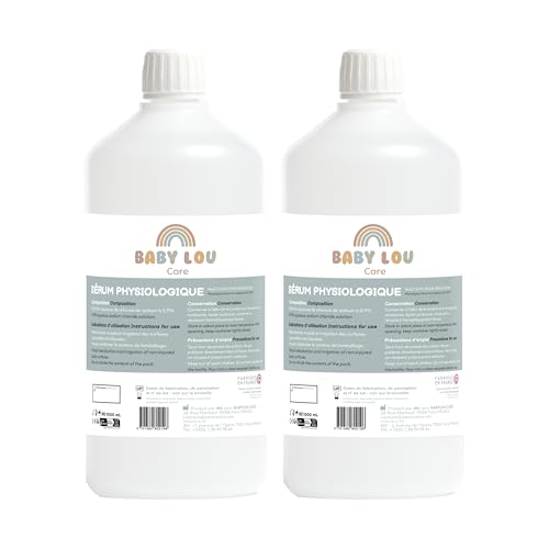 BABYLOU CARE | Suero Fisiológico botella 2x1L | NaCl 0,9% | Fabricado en Francia | Lavado de las fosas nasales | Higiene nasal | Para irrigación externa