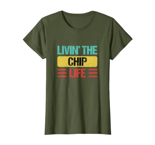 Chip Name T-Shirt, Women, Olive Green, X-Large