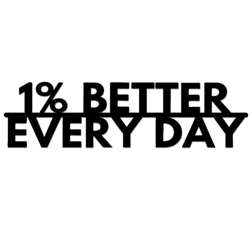 Slickss 1% Better Every Day Metal Wall Decor, Motivational & Inspirational Wall Art, Office Wall Decor, Gym Wall Art for Home Office, Fitness Gym Motivation Decor(15.6 Inch)