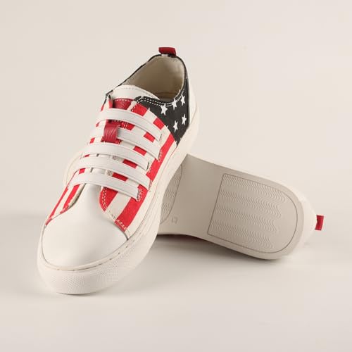 SHOELANDER Women's Lace Up Flats Shoes with Stripe Pattern Comfortable and Breathable4