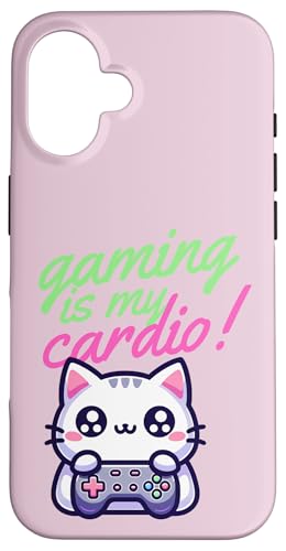 Cute Cat - Gaming is my cardio Fun Carcasa para iPhone 16