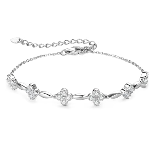 Adjustable Moissanite Bracelet for Women, 925 Sterling Silver D Color Lab Created Imitation Diamond Dainty Hypoallergenic Jewelry Mother's day Birthday Gifts