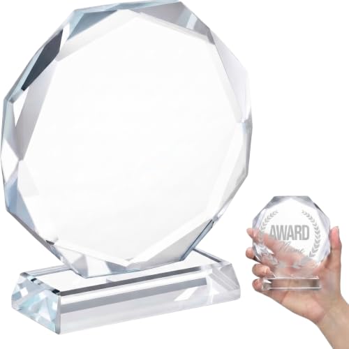 UPKOCH Blank Crystal Trophy, Clear Glass Award for Laser Engraving, Octagonal Plaque for Corporate Achievements, Sports Competitions & Desk Decor