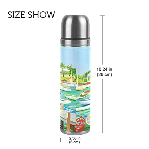 Botes pintura de arte de acero inoxidable botella de agua con aislamiento al vacío Termo 500 ml viaje deporte té café… - Imagen 3