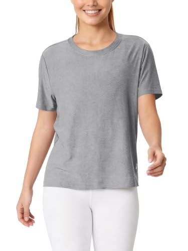 Image of ODODOS Women's Performance Cropped Tee Ultra Soft odSTRATUM Tech Short Sleeve Relaxed Top Crew Neck T-Shirts