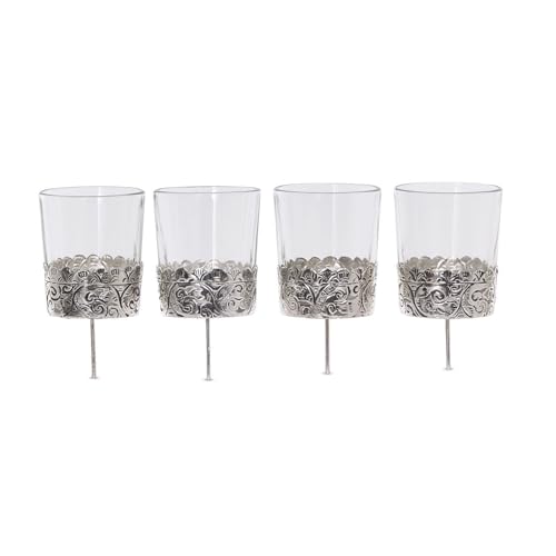 Loberon Windlicht 4er Set Pinelle, Teelichthalter aus Glas, mit Ornamenten,...