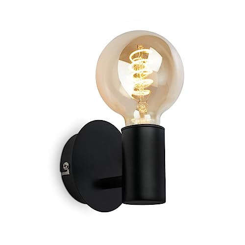 BRILONER - Wandleuchte Innen, Wandlampe Innen, Badezimmerlampe, spritzwassergeschützte Wandleuchte für das Bad, Lampe Badezimmer, Spiegellampe, Spiegelleuchte, 1x E27, 10x10 cm (DxH), Schwarz