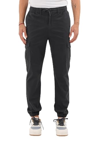 COMEOR Cargohose Herren Stretch Relaxed Fit – Chino Hose Baumwolle Männer Cargo Outdoorhosen, Wanderhose, Baggy Freizeit mit 6 Taschen & Kordelzug (Dunkelgrau, XL)