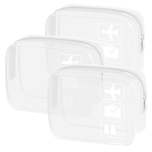 sogiv 3Pcs TSA Approved Toiletry Bag, Clear Travel Toiletry Bag, Clear Makeup Bag, Waterproof Travel Makeup Cosmetic Bag, Carry On Airport Airline Quart Size Travel Bag for Women Men (White)