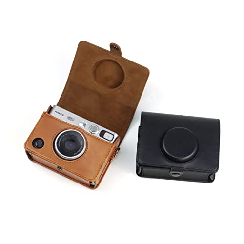 Image of Breatoi Protective Camera Case for Mini EVO Horizontal PU Leather Bag with Adjustable Shoulder Strap-Brown