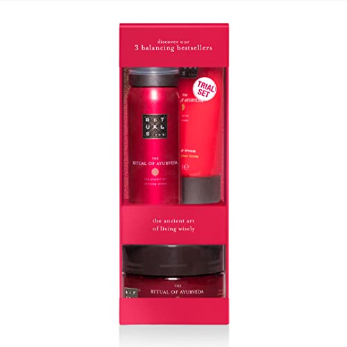 RITUALS Ayurveda Rebalancing Discovery Set - Body Cream, Foaming Shower Gel & Body Scrub with Indian Rose & Sweet Almond Oil