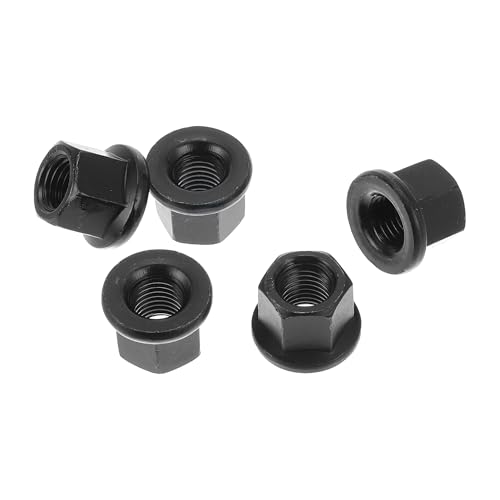 HEROFFIX 5 Pcs M16 Car Flange Nuts Carbon Steel Flat Hex Thickened Lock Flange Nuts Non-Slip Lock Flange Black for Car Motorcycle