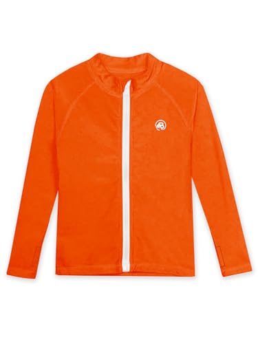 Image of AOBUTE Unisex Kids Zipper Rash Guard Boys UPF 50+ UV Protection Sun Shirt with Thumb Hole 3-12 Years