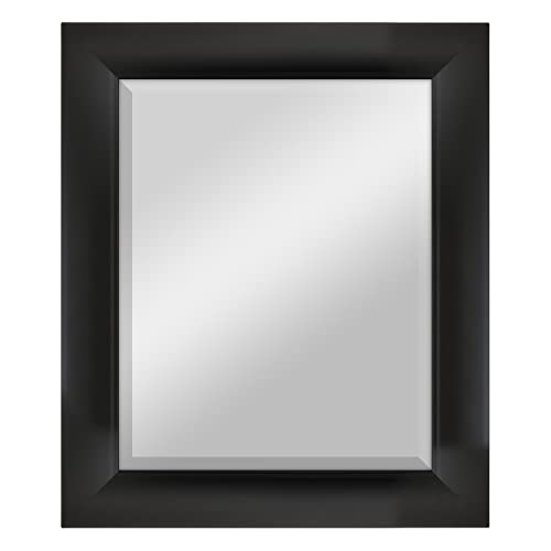 Image of MCS Simplicity 21.5x25.5 Large Wall Mirror, Black & Beveled Detail Mirror, Vertical & Horizontal Wall Hanging Mirror for Bathroom, Bedroom & Livingroom