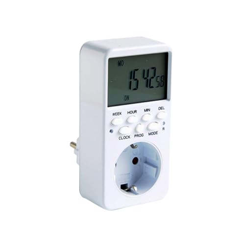 COLLBATH Temporizador Digital Electrónico con Relé De Programable 16 a CE para Enchufe Europeo Ac220v Uso Doméstico con Pantalla LCD y Control Semanal