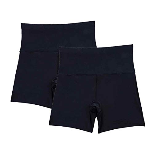 Inlefen 2 Pack de calças de segurança mulheres anti Chafing calções leggings Slipshort Seamless Stretch Soft Shorts calças de roupa interior - relaxado 165 PRETO
