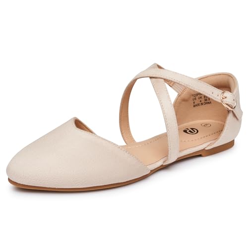 Rekayla Women's Ballet Flats Dressy Work Leather Shoes Criss Cross Pointed Closed Toe Slip On Casual Wedding
