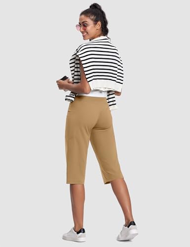 Image of ISEEGZ 15 inch / 18 inch / 21 inch / 25 inch Capri Pants for Women High Waist with Pockets Women's Capris Workout Yoga Pants Loose Straight Leg