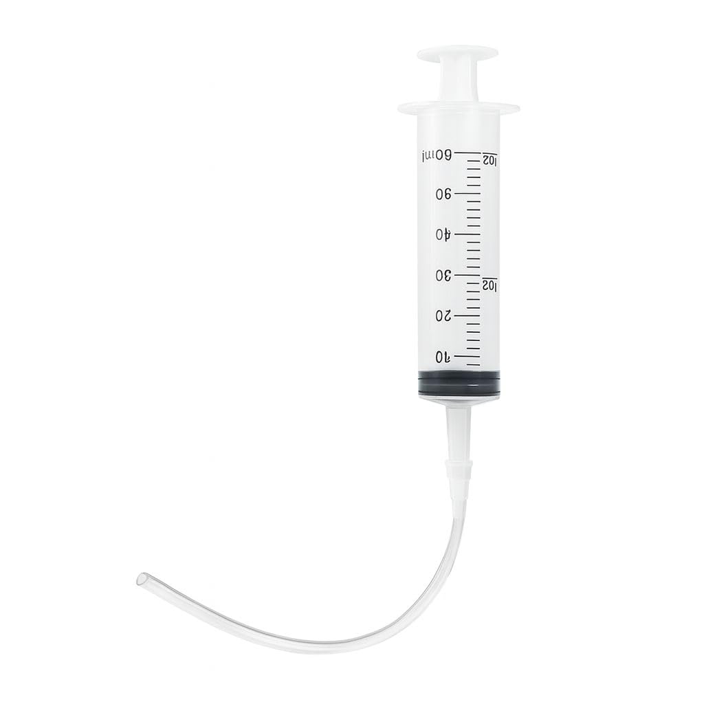 Siringa Tubeless 60 ml con tubo e adattatore | Applicatore per Liquido Antiforatura e Sigillante Tubeless MTB, E-Bike, Ghiaia e Strada | Compatibile con Valvole Presta e Schrader