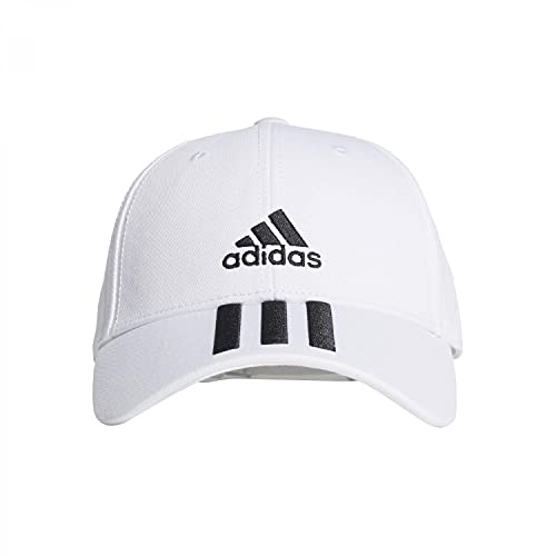 adidas Unisex Baseball 3-Streifen Twill Kappe, White/Black/Black, OSFL – Ansicht 1
