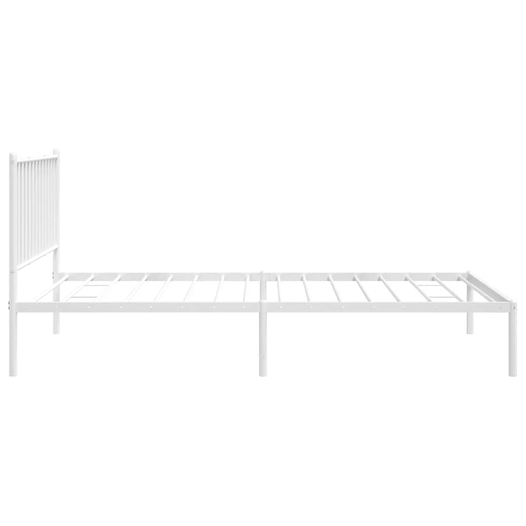 vidaXL Bettgestell, Bettrahmen mit Kopfteil Lattenrost, Metallbett Bett für Schlafzimmer, Einzelbett Gästebett, Metall Weiß 100x200cm