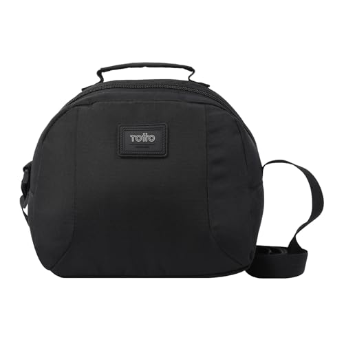 TOTTO   Bolsa Térmica Porta Alimentos 6 L, Modelo Trik, 23 x 19 x 16 cm, Bolsa Comida Trabajo, Asa de Mano, Correa Ajustable, Fácil de Limpiar, Pasador para Mochila con Ruedas o Maleta, Color Negro