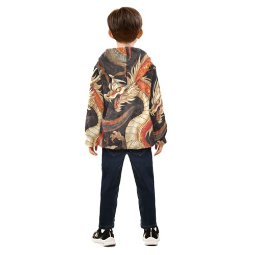 Dragon Girls Fleece Jacket Girls Fall Jacket Girls Zip Up Hoodie Girls Sherpa Jacket 2-10T4