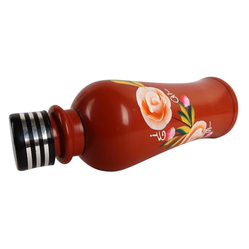 Image of KSI Organic Clay Water Bottle 1L Terracotta Drinking Bottle with Lid, Handmade Earthen Water Storage Bottle, Naturally Cooling Mud Bottle for Home Kitchen Dining
