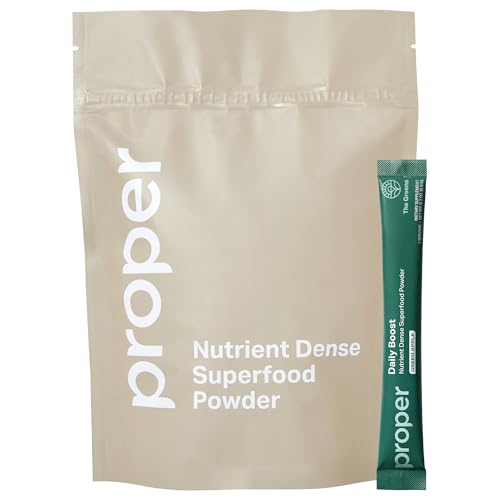 Proper The Greens Daily Boost Organic Greens Powder. Whole Food Apple Flavor Veggie Powder Superfood with Wheatgrass Spirulina Chlorella Probiotics. Daily Drink Mix for Wellness and Digestion