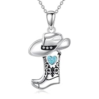 JERWLI Cowboy Boot Hat Necklace 925 Sterling Silver Vintage Cowboy Pendant Western Jewellery For Women Men