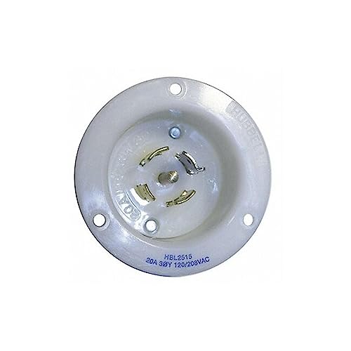 Sistemas de cableado de Hubbell hbl2515 WP2 insulgrip Twist-Lock placa de pared entrada cubierta impermeable con brida, 20 Amp, 120/208vac, 4 Pole, 5 cable, conexión a tierra, 3 – 1/16 'diámetro x 2 – 21/64 cm de largo, color blanco