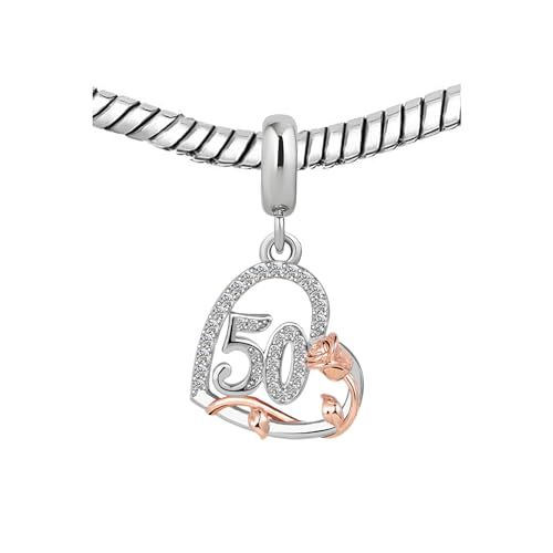 12 13 16 18 21 30 40 50 60 70 80 Birthday Charms for Bracelets Womens Rose Flower Love Heart Charm Beads Compatible with Pandora Bracelets4