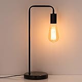HAITRAL Industrial Desk Lamps - Classic Modern Black Bedside Table Lamp with Marble Base and Metal Frame, Task Lamp for Office, Den, Dorm, Bedroom, Kids Room (Bulb Not Included)