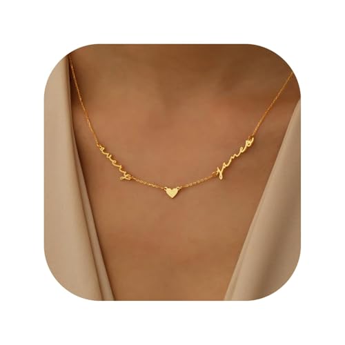 Personalized Name Necklace with Curb Chain 18K Gold Plated Handmade Custom Family Choker Customized Nameplate Necklaces Mother's Day Jewelry Gift for Mom Wife