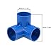 3-Way Elbow PVC Fitting, 40mm Socket, Tee Corner Fittings Blue 4Pcs