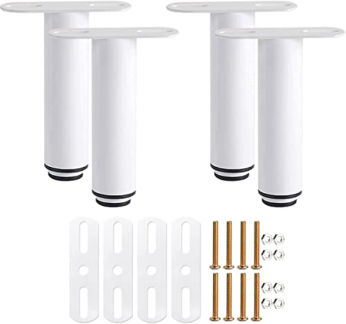 Pieds réglables en métal pour lit, Pieds de Support de Meubles rétractables et Robustes pour Cadre de lit, Convient pour Armoire, canapé, lit, Cadre de lit, pièces de Rechange de 18cm - 33 cm (Blanc) Cover