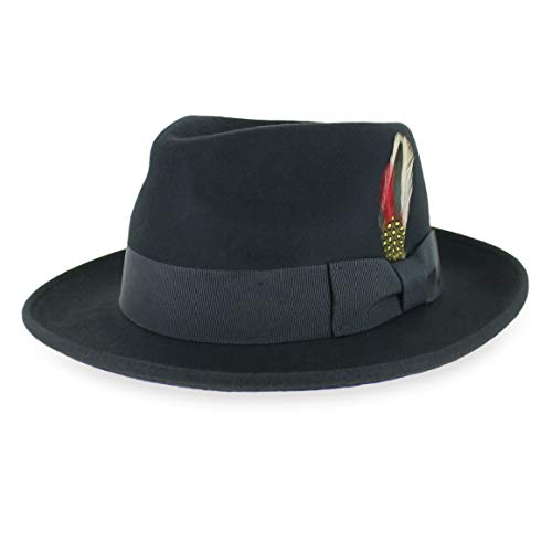 Image of Belfry Gangster Men's Fedora - Crushable 100% Wool Felt Hat, Stain Resistant & Travel Friendly Dress Fedora