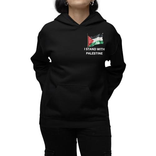Graphic Impact Free Palestine Hoodie Unisex Flag Design for Men Women Kids Support Gaza Ally Hooded Sweatshirt(XL Black)