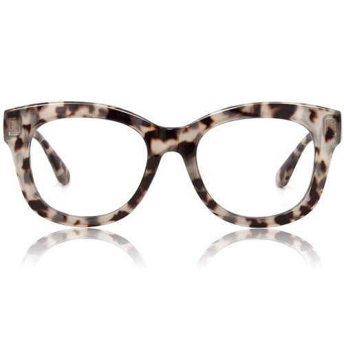 JiSoo Oversized Reading Glasses for Women Men 2.5, Stylish Designer Readers Women 2.5 with Large Frame,Demi Grey
