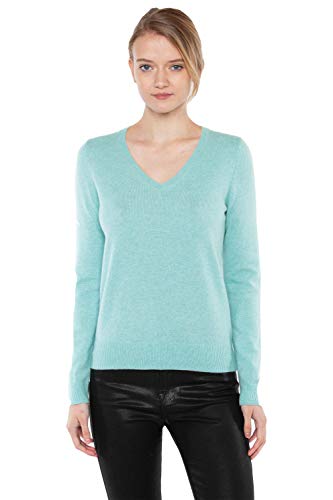 Image of JENNIE LIU Women's 100% Pure Cashmere Long Sleeve Pullover V Neck Sweater