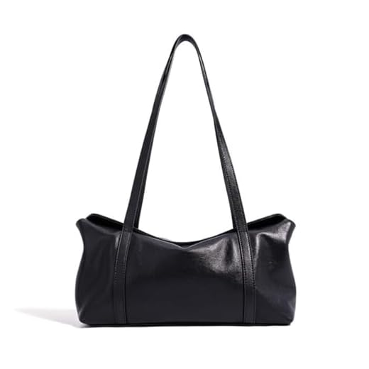 zency Bolsa tiracolo feminina, bolsa de ombro leve de tamanho médio com alça removível e bolso com zíper para celular, bolsa de couro de vaca designer nas axilas (preto), Preto