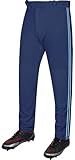 Exxact Sports Proline Full Length Baseball Pants Youth & Adult with Stripes, Relaxed Fit Open Bottom Men/Boys Baseball Pants (Navy/Sky Blue, AS)